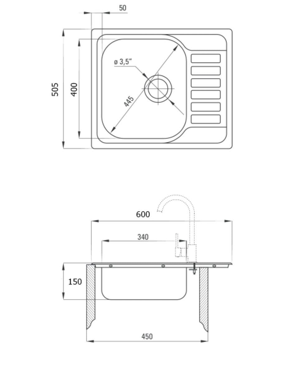 Edelstahl Einbauspüle mit Chrom-Armatur – Satiniert, pflegeleicht & langlebig Inkl. Siphon-Set