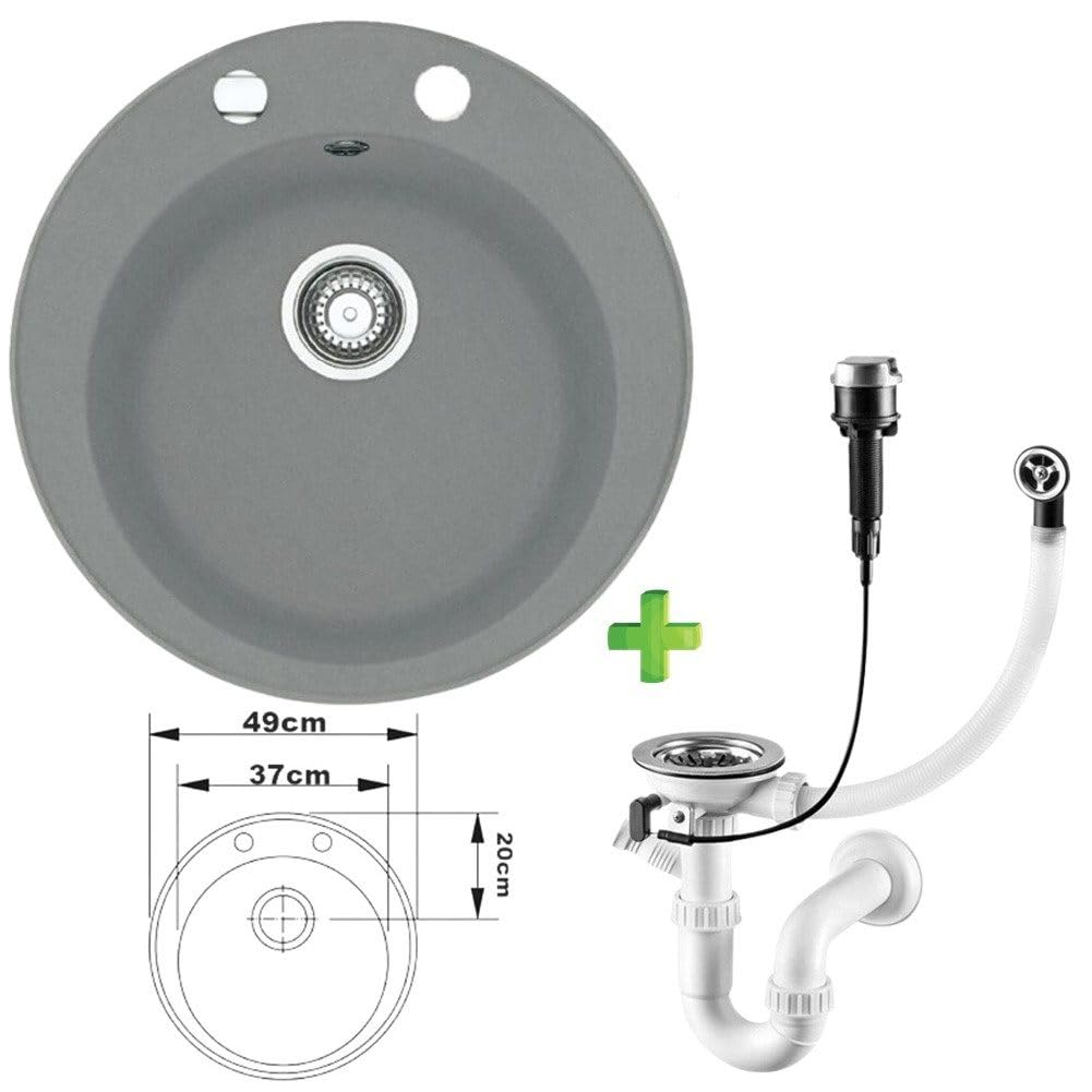 Granitspüle Vela Ø 49 cm – Runde Einbauspüle aus Granit