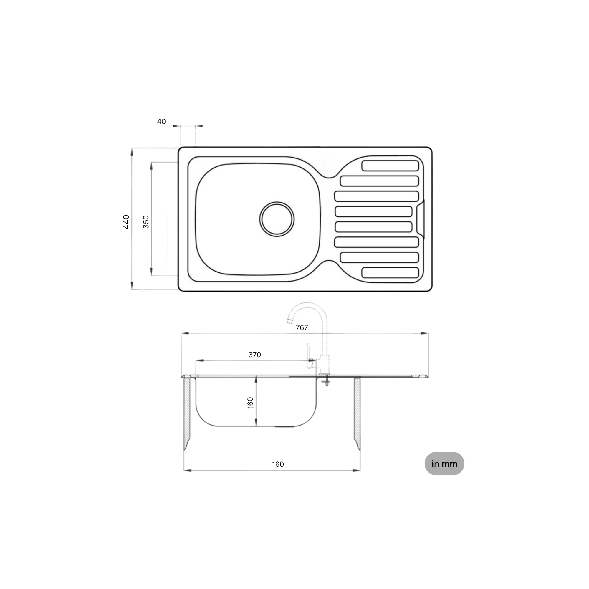 Edelstahl Einbauspüle mit Chrom-Armatur – Satiniert, pflegeleicht & langlebig Inkl. Siphon-Set