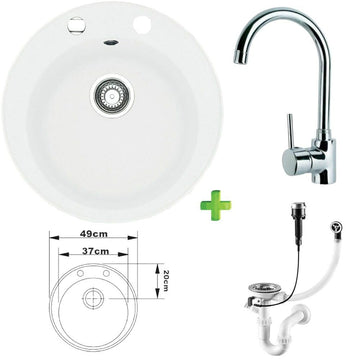 Granitspüle Vela Ø 49 cm – Runde Einbauspüle aus Granit