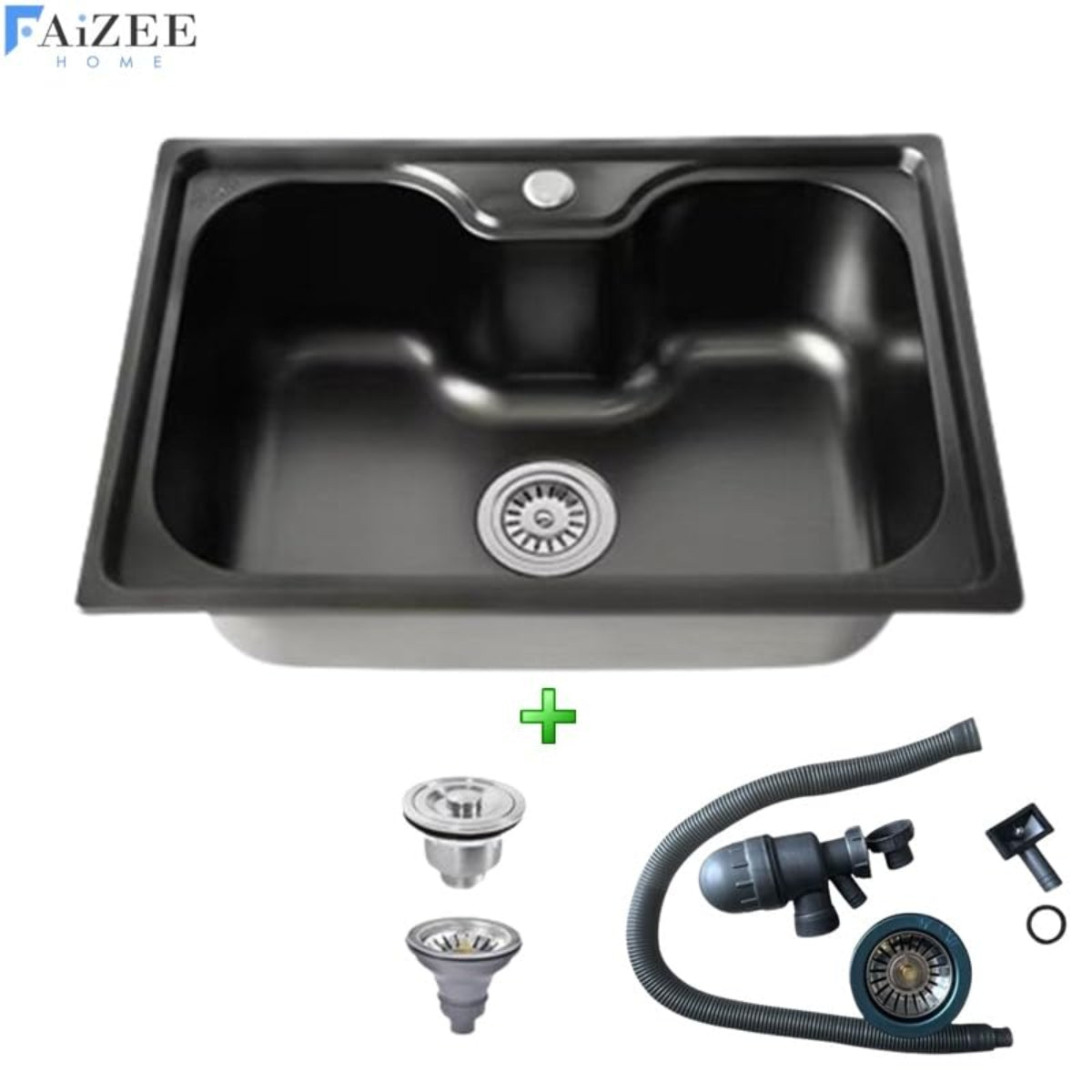 Edelstahlspüle 60x42 cm – Rechteckige Küchenspüle mit Siphon-Set In verschiedenen Farben, mit oder ohne Armatur