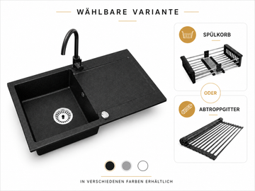 Faizee Home Alisha Granitspüle Set mit passender Armatur & Zubehör-Auswahl