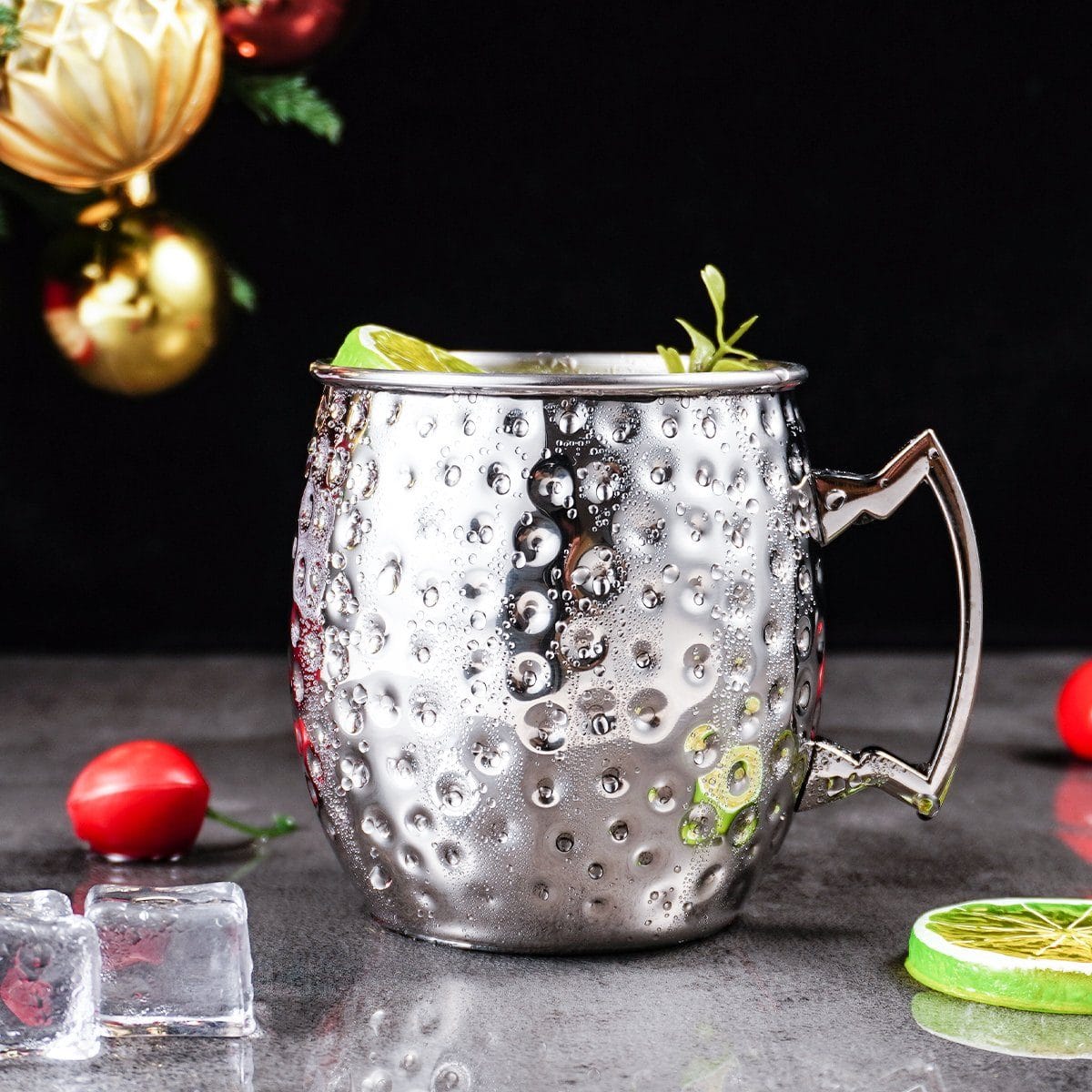 Faizee Home Moscow Mule Becher 530 ml – Gehämmerte Optik – Edelstahl innen –
