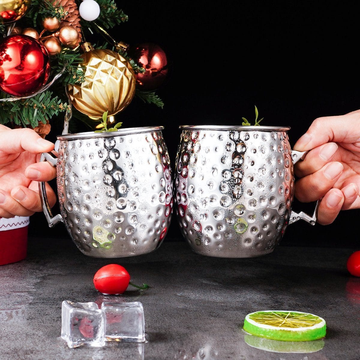 Faizee Home Moscow Mule Becher 530 ml – Gehämmerte Optik – Edelstahl innen –