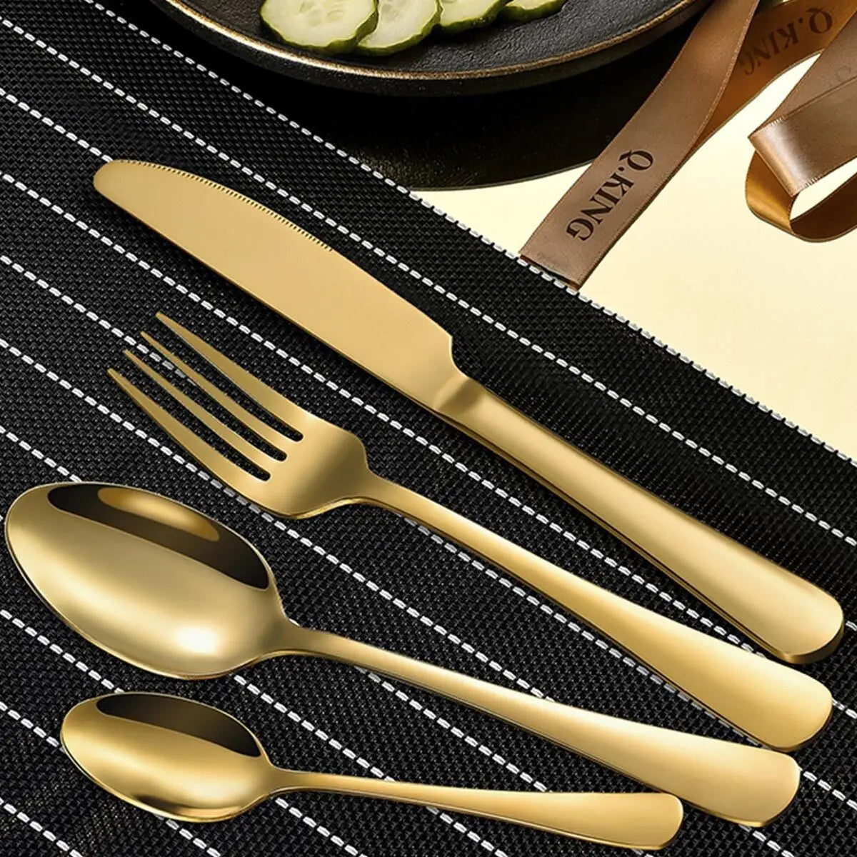 Faizee Home 24-teiliges Besteckset für 6 Personen – Edelstahl, 5 Farben & Geschenkbox