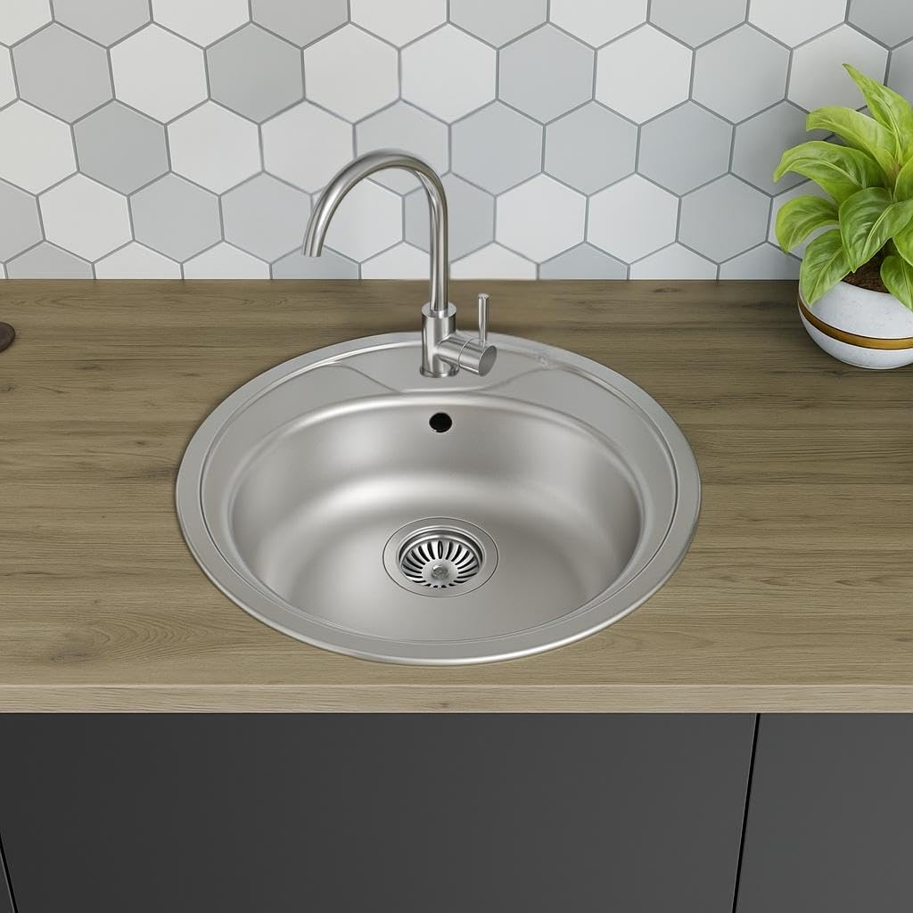 Edelstahl Einbauspüle mit Chrom-Armatur – Satiniert, pflegeleicht & langlebig Inkl. Siphon-Set