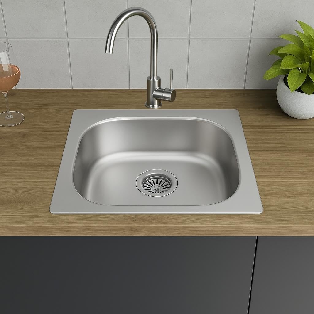 Edelstahl Einbauspüle mit Chrom-Armatur – Satiniert, pflegeleicht & langlebig Inkl. Siphon-Set