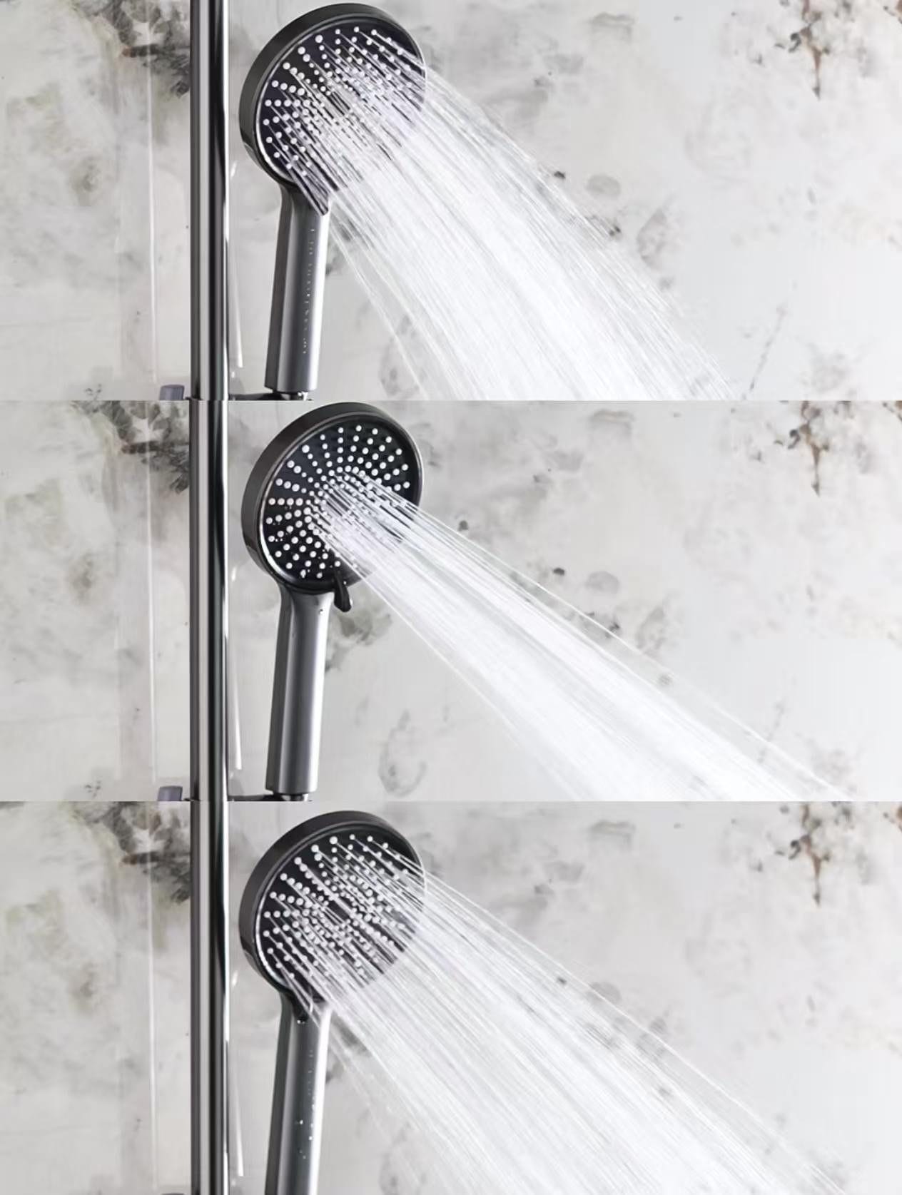 Faizee Home Duschsystem Schwarz – Regendusche mit Handbrause, höhenverstellbarer Duschstange & Einhebelmischer
