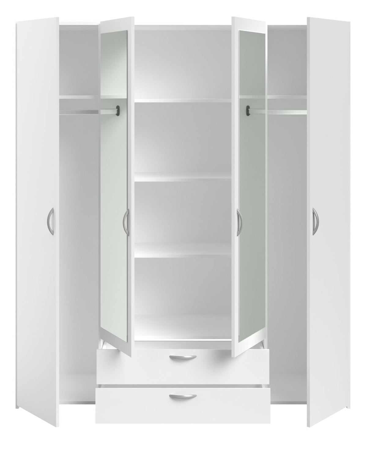 Parisot Daily 3 Kleiderschrank Weiß 160 cm mit Spiegeltüren