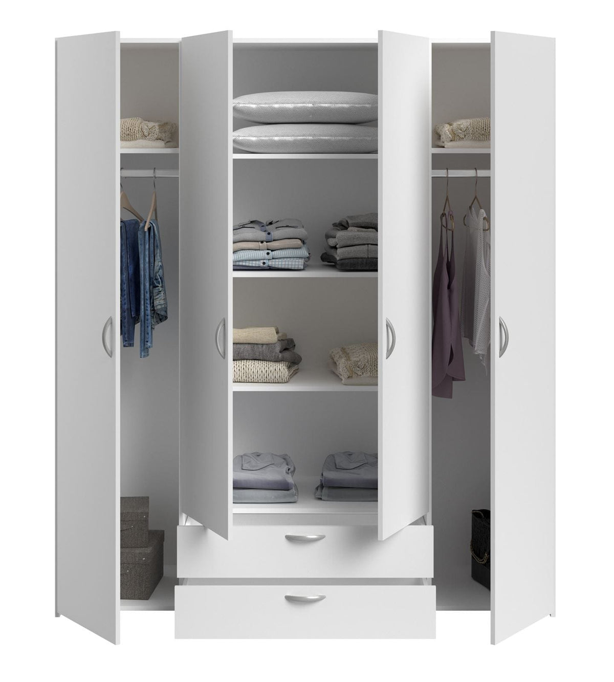 Parisot Daily 1 Kleiderschrank 4-türig Weiß 160x185 cm