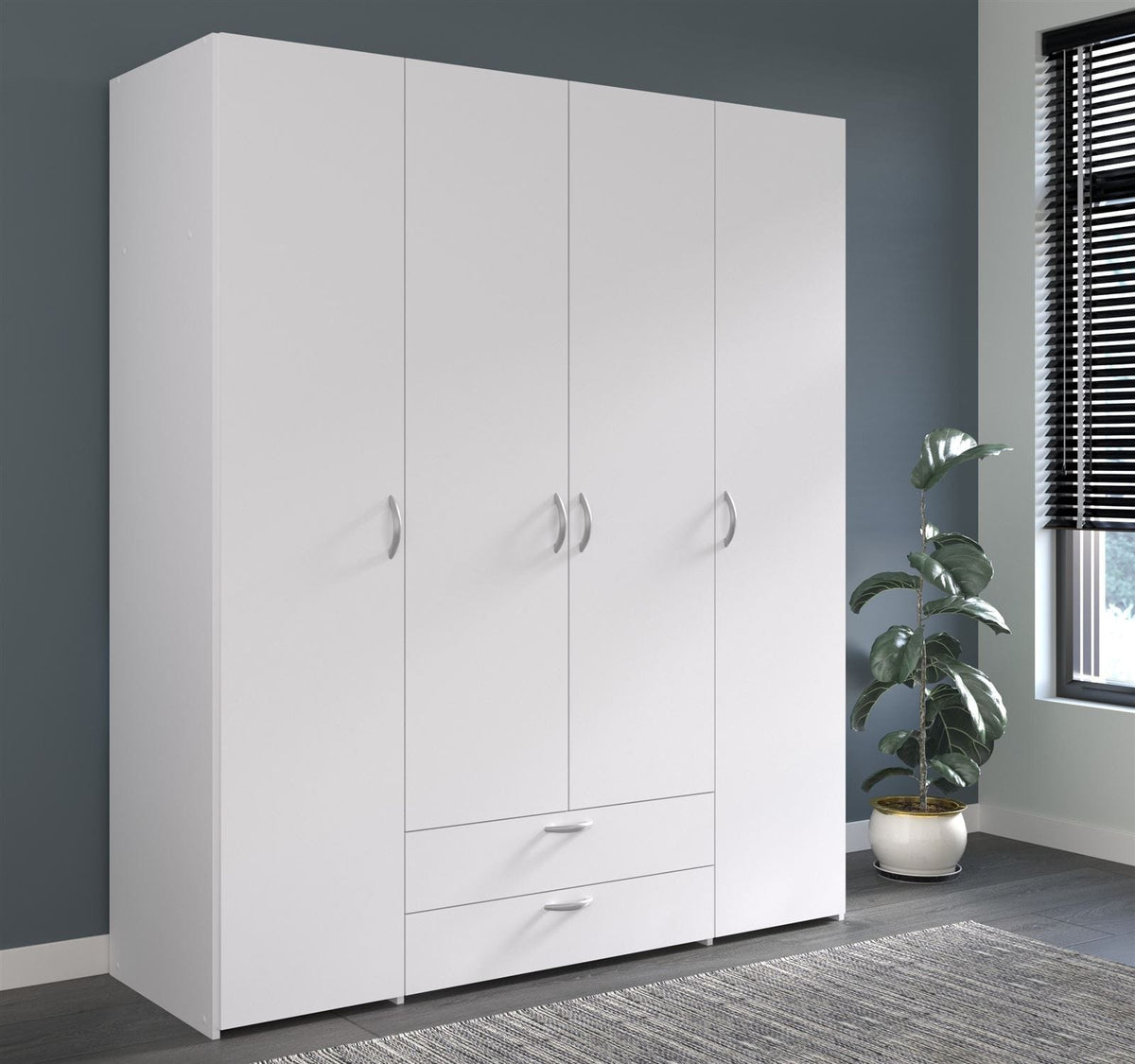 Parisot Daily 1 Kleiderschrank 4-türig Weiß 160x185 cm