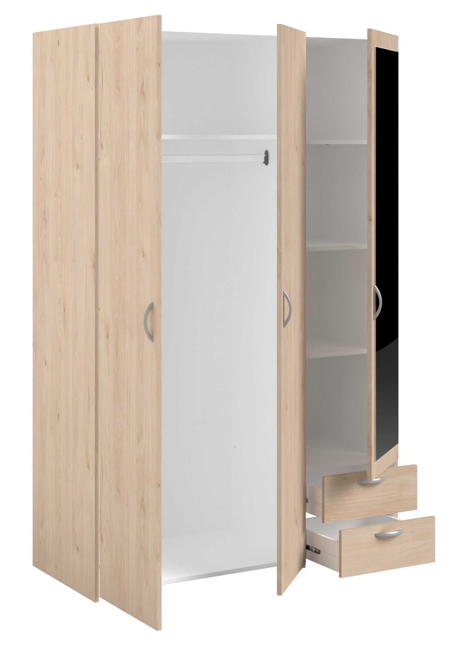 Parisot - Daily 14 | Kleiderschrank 3-türig Braun mit Spiegel 120x185x51