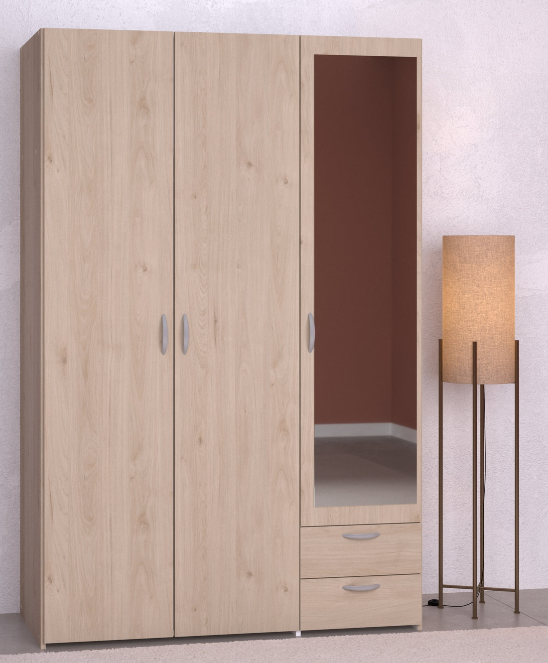Parisot - Daily 14 | Kleiderschrank 3-türig Braun mit Spiegel 120x185x51