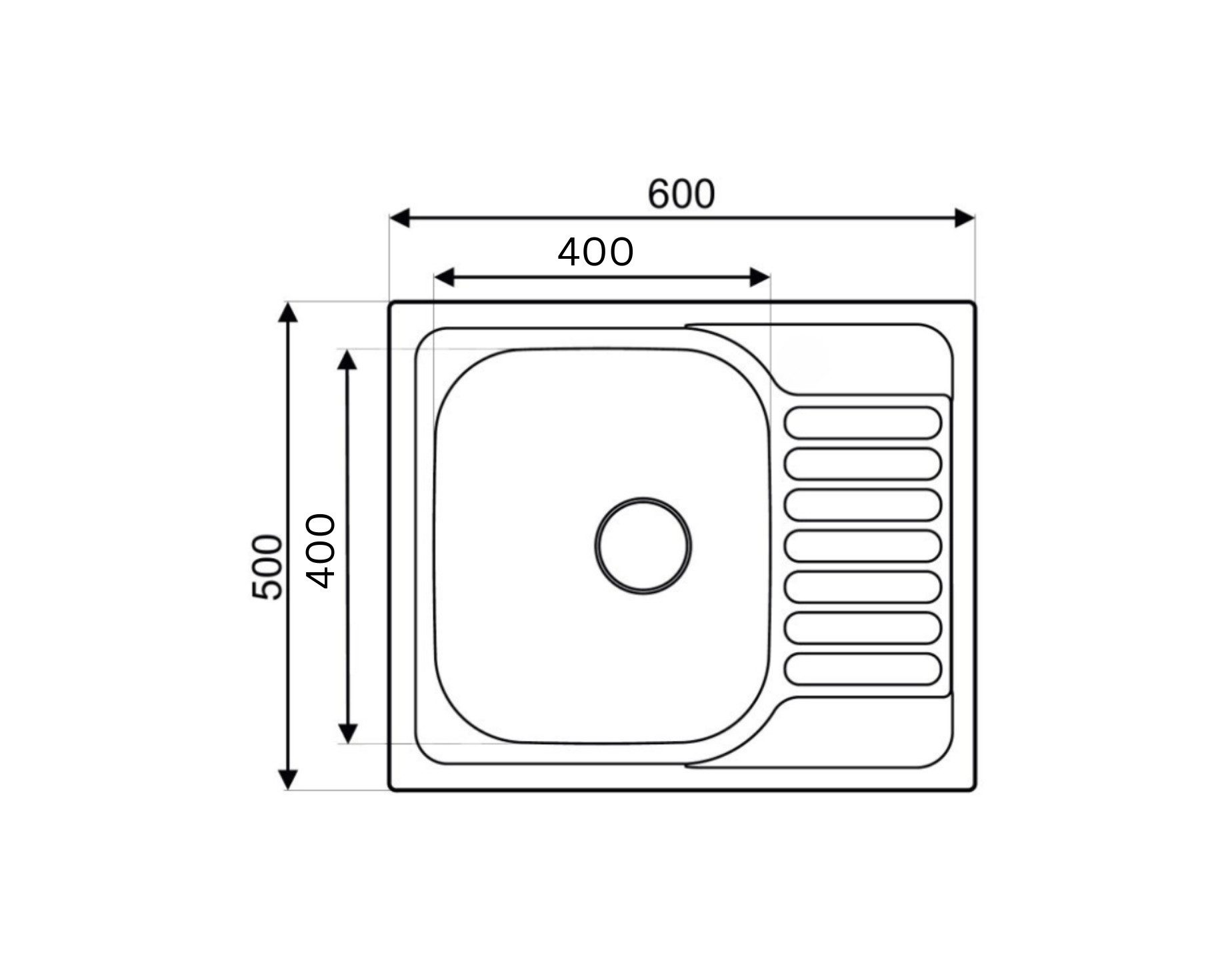 Faizee Home Edelstahl-Einbauspüle 60 × 50 cm – Mit Abtropffläche, Siphon & Spülmaschinenanschluss