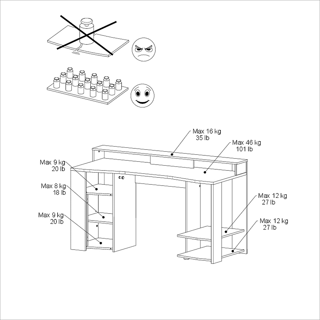Parisot -  Meta 12 |  Gaming-Set – Gaming-Schreibtisch mit LED & Regal
