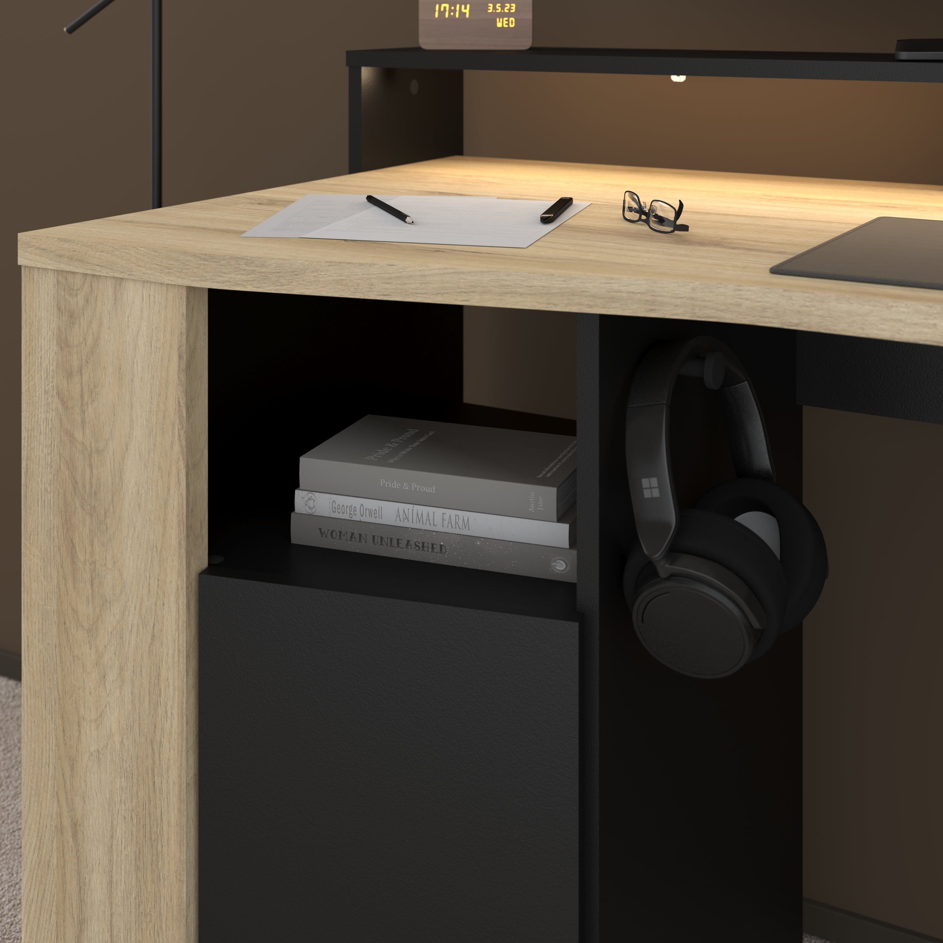 Parisot -  Meta 11 | Gaming-Set – Gaming-Schreibtisch mit LED & Gaming-Regal