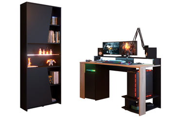 Parisot -  Meta 12 |  Gaming-Set – Gaming-Schreibtisch mit LED & Regal