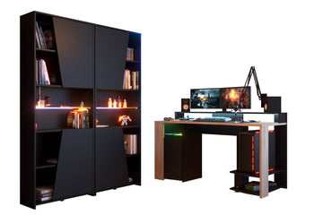 Parisot -  Meta 11 | Gaming-Set – Gaming-Schreibtisch mit LED & Gaming-Regal