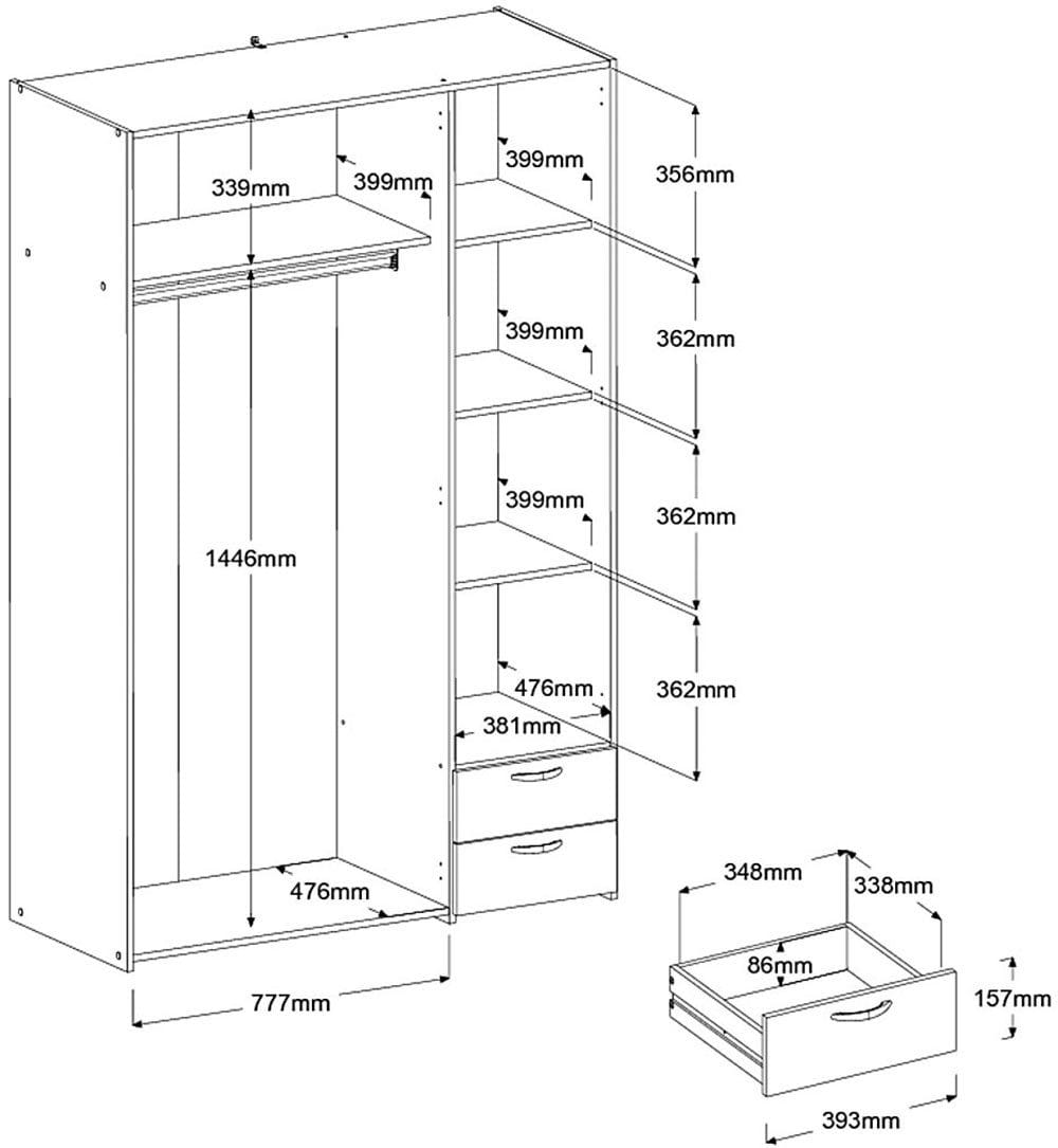 Parisot Daily 12 Kleiderschrank 120 cm Jackson Eiche