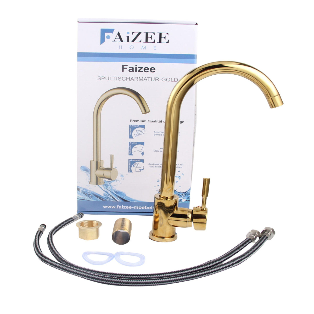 Küchenarmatur mit 360° Schwenkauslauf – Hochwertiger Wasserhahn aus Messing mit Zugbrause & Keramikkartusche