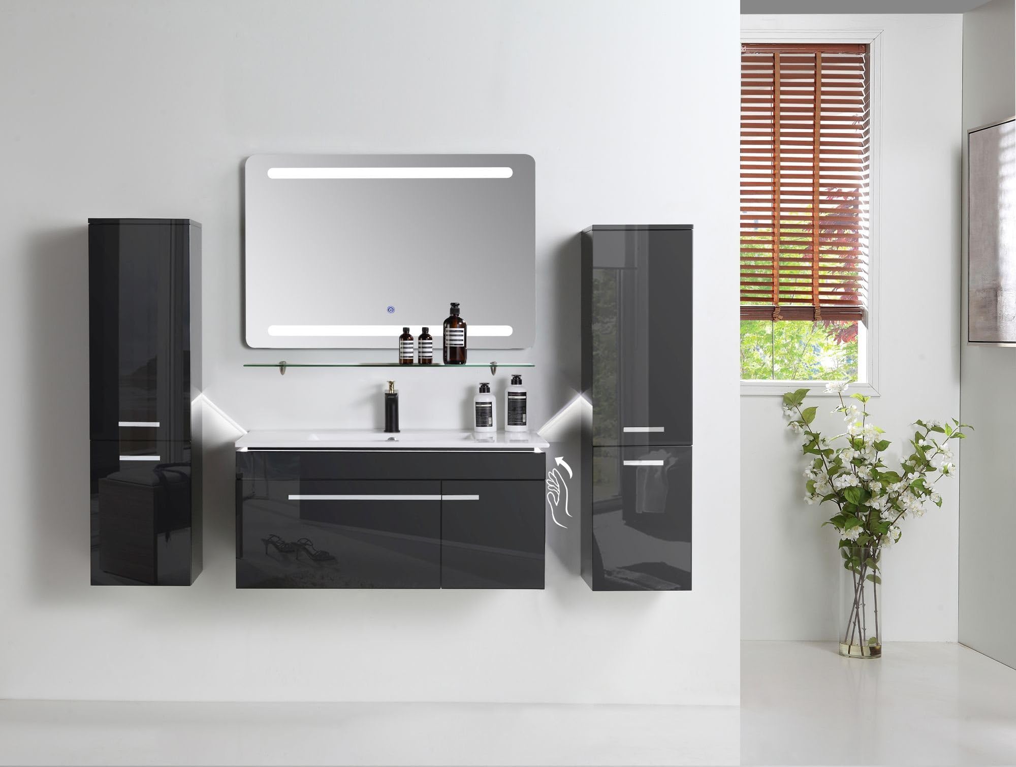 Faizee Möbel Badmöbel-Set 90cm Schwarz