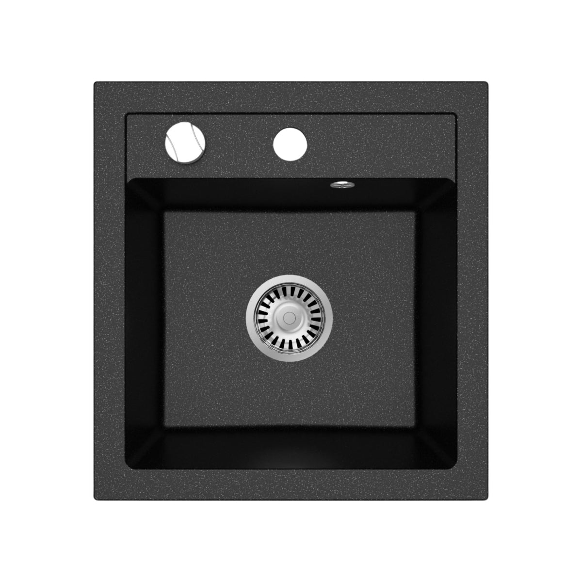 Granitspüle 49x52 cm – Milano Einbauspüle, reversibel montierbar, inkl. Siphon