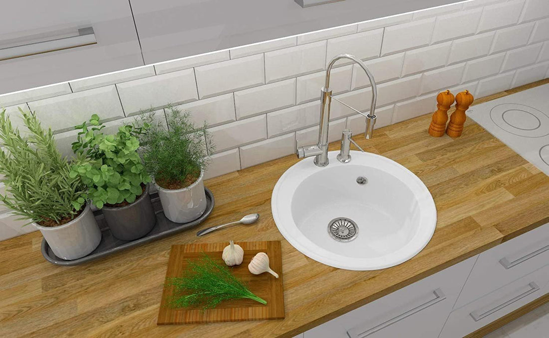 Granitspüle Vela Ø 49 cm – Runde Einbauspüle aus Granit