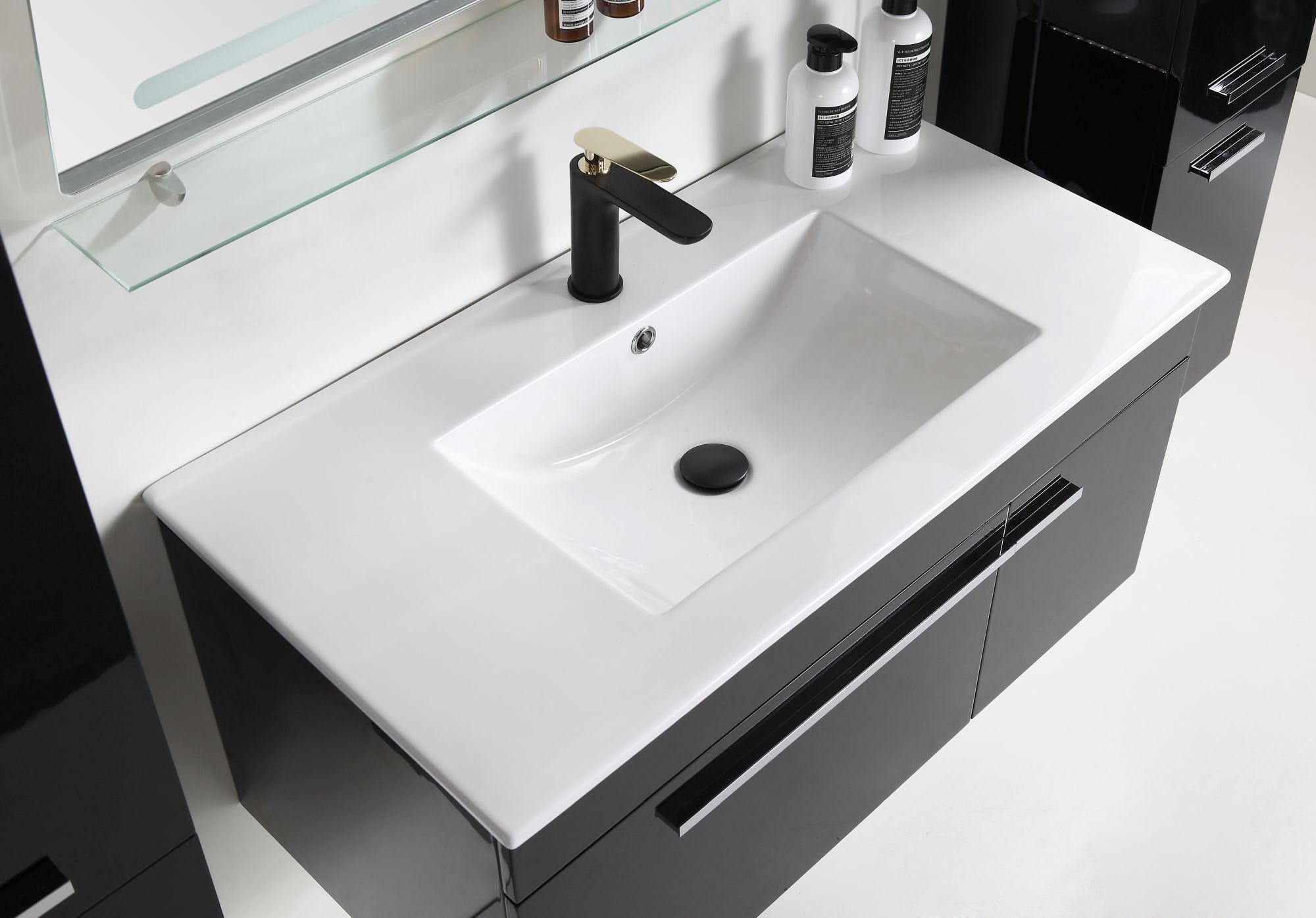 Faizee Möbel Badmöbel-Set 90cm Schwarz