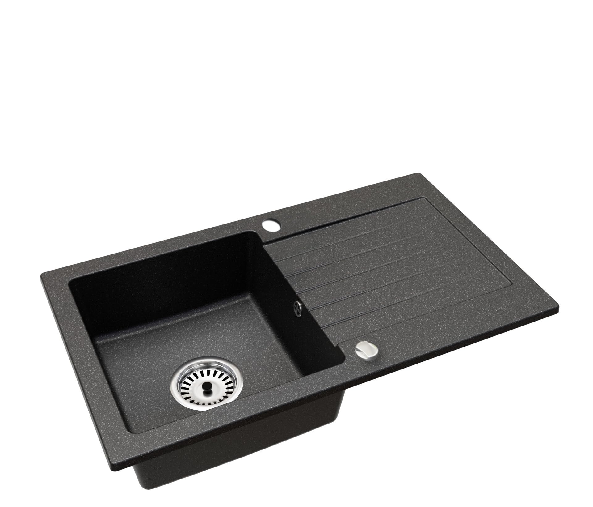 Granitspüle Alisha 75×43,5 cm – Reversible Einbauspüle mit Spülkorb & Siphon-Set Optional mit Armatur