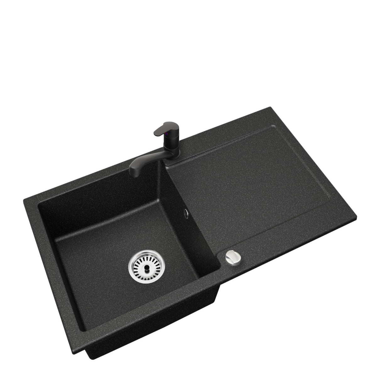 Granitspüle Element 90x50 cm mit Abtropffläche inkl. Armatur & Siphon-Set