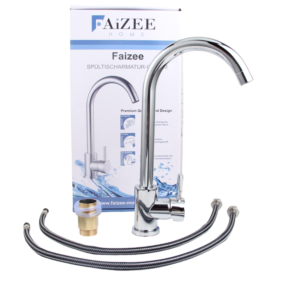 Küchenarmatur mit 360° Schwenkauslauf – Hochwertiger Wasserhahn aus Messing mit Zugbrause & Keramikkartusche