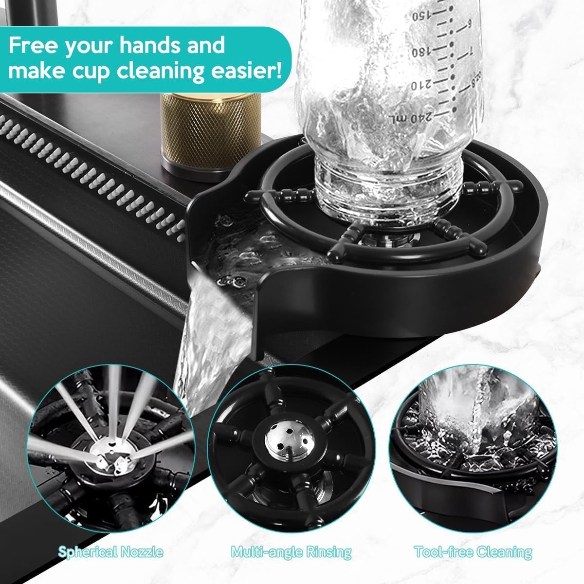 Neom Edelstahlspüle 75x45 cm mit 4-fach Wasserhahn, Wasserfall & Zubehör