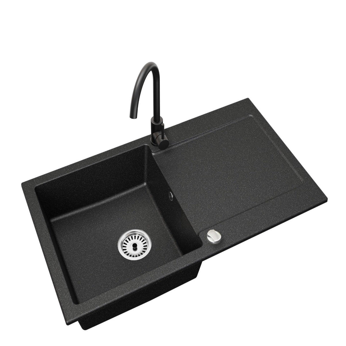 Granitspüle Element 90x50 cm mit Abtropffläche inkl. Armatur & Siphon-Set