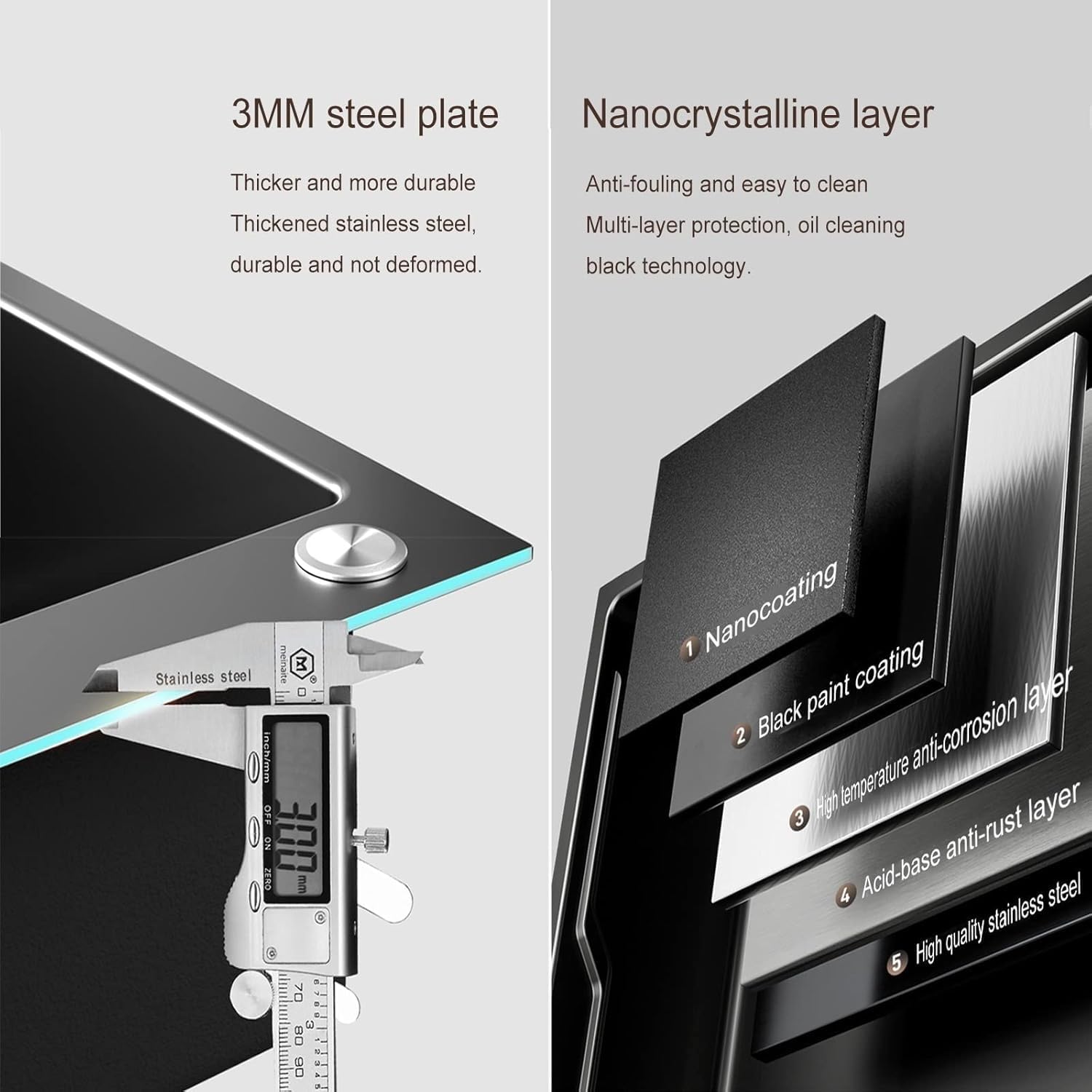 Neom Edelstahlspüle 75x45 cm mit 4-fach Wasserhahn, Wasserfall & Zubehör