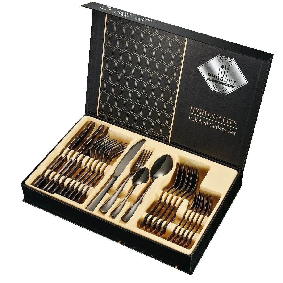 Faizee Home 24-teiliges Besteckset für 6 Personen – Edelstahl, 5 Farben & Geschenkbox