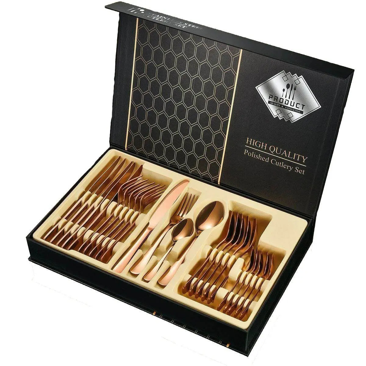 Faizee Home 24-teiliges Besteckset für 6 Personen – Edelstahl, 5 Farben & Geschenkbox