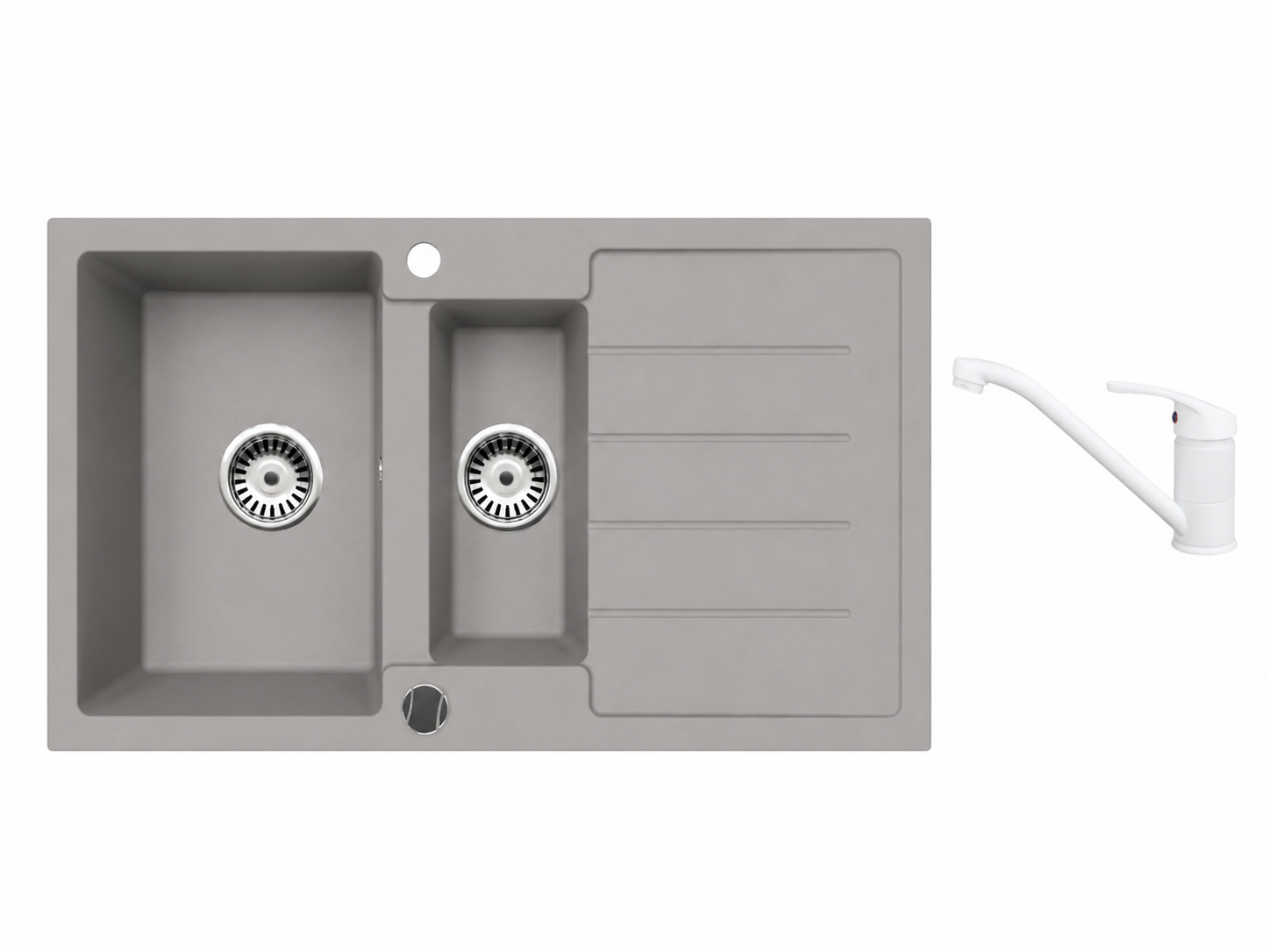 Faizee Home Granitspüle 100 × 50 cm mit 1,5 Becken – inkl. wählbarer Armatur & Siphon-Set