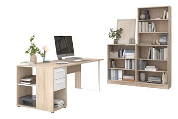 Parisot - Start Up 12 | Schreibtisch-Set 5-teiliges Büro-Set mit 2 Regalen, Aufsatz & Rollcontainer