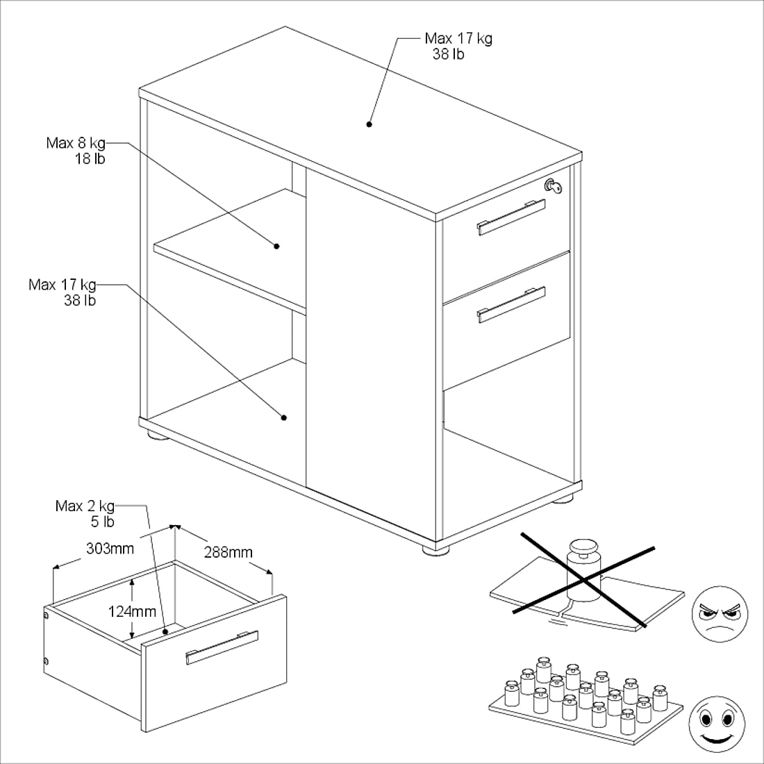 Parisot Start Up 13 Büro-Komplett-Set – Schreibtisch, Container, 2 Regale & Regalaufsatz – Weiß / Japanische Eiche
