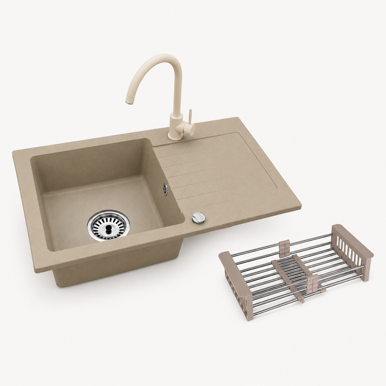 Faizee Home Alisha Granitspüle Set mit passender Armatur & Zubehör-Auswahl