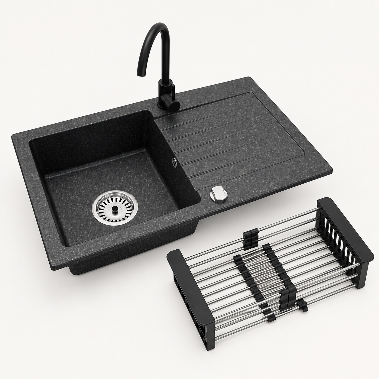 Faizee Home Alisha Granitspüle Set mit passender Armatur & Zubehör-Auswahl