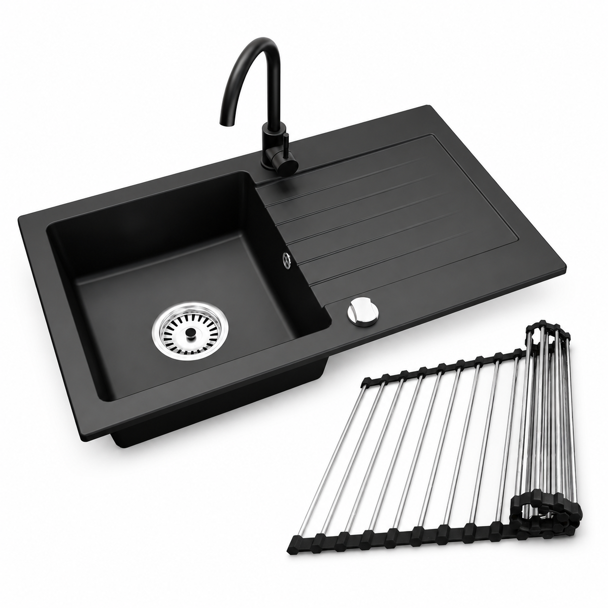 Faizee Home Alisha Granitspüle Set mit passender Armatur & Zubehör-Auswahl