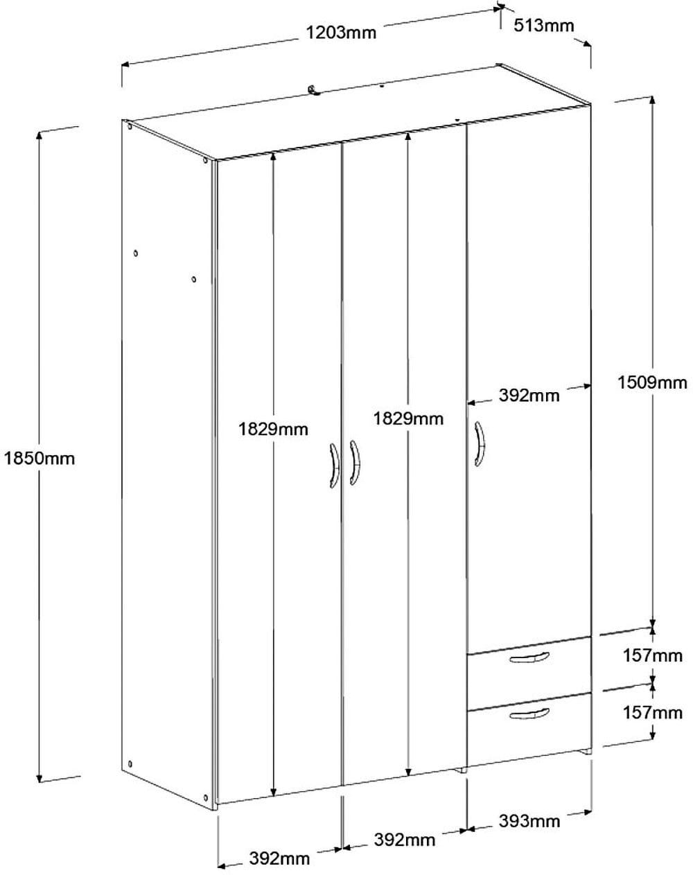 Parisot Daily 12 Kleiderschrank 120 cm Jackson Eiche