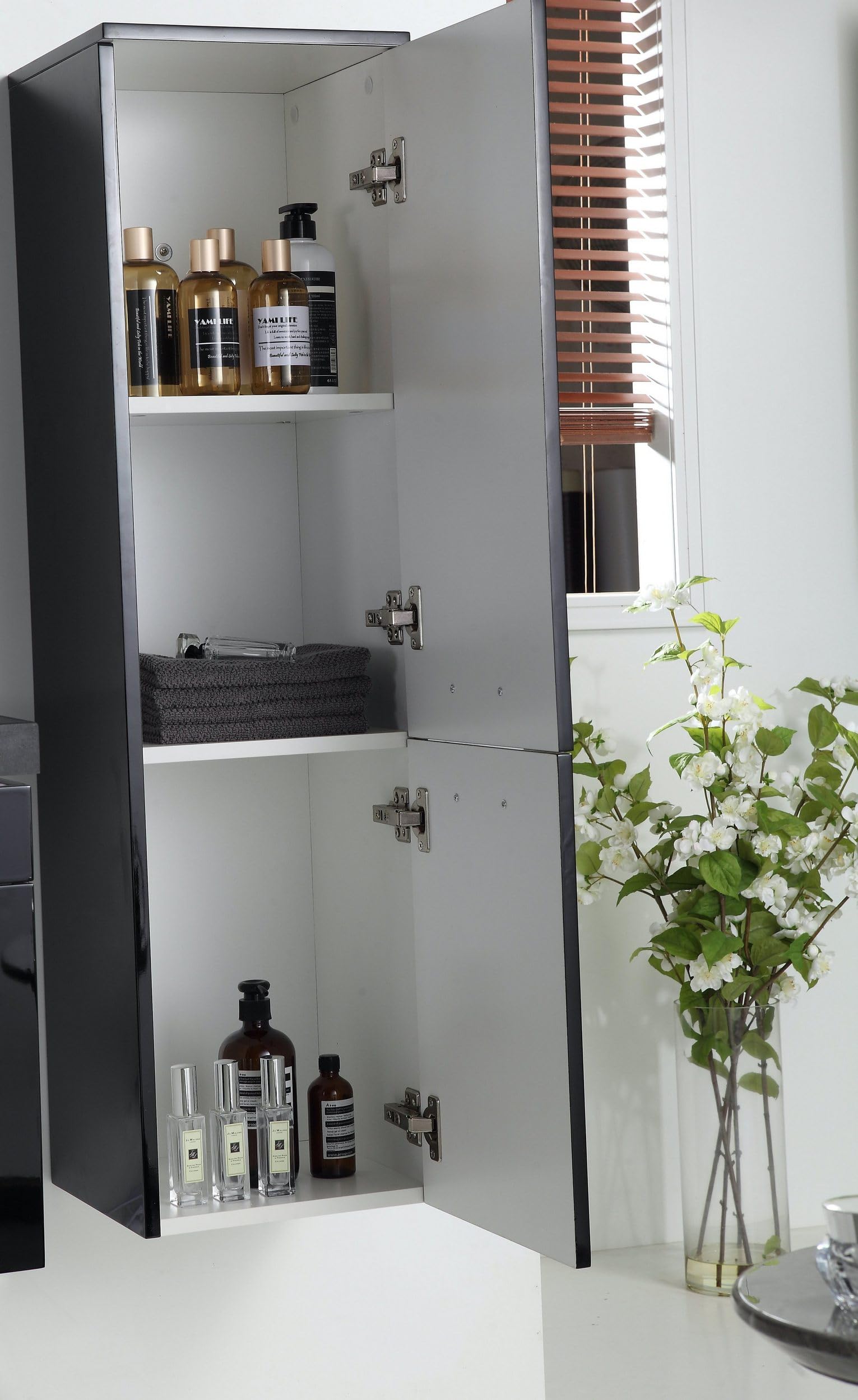 Faizee Möbel Badmöbel-Set 90cm Schwarz