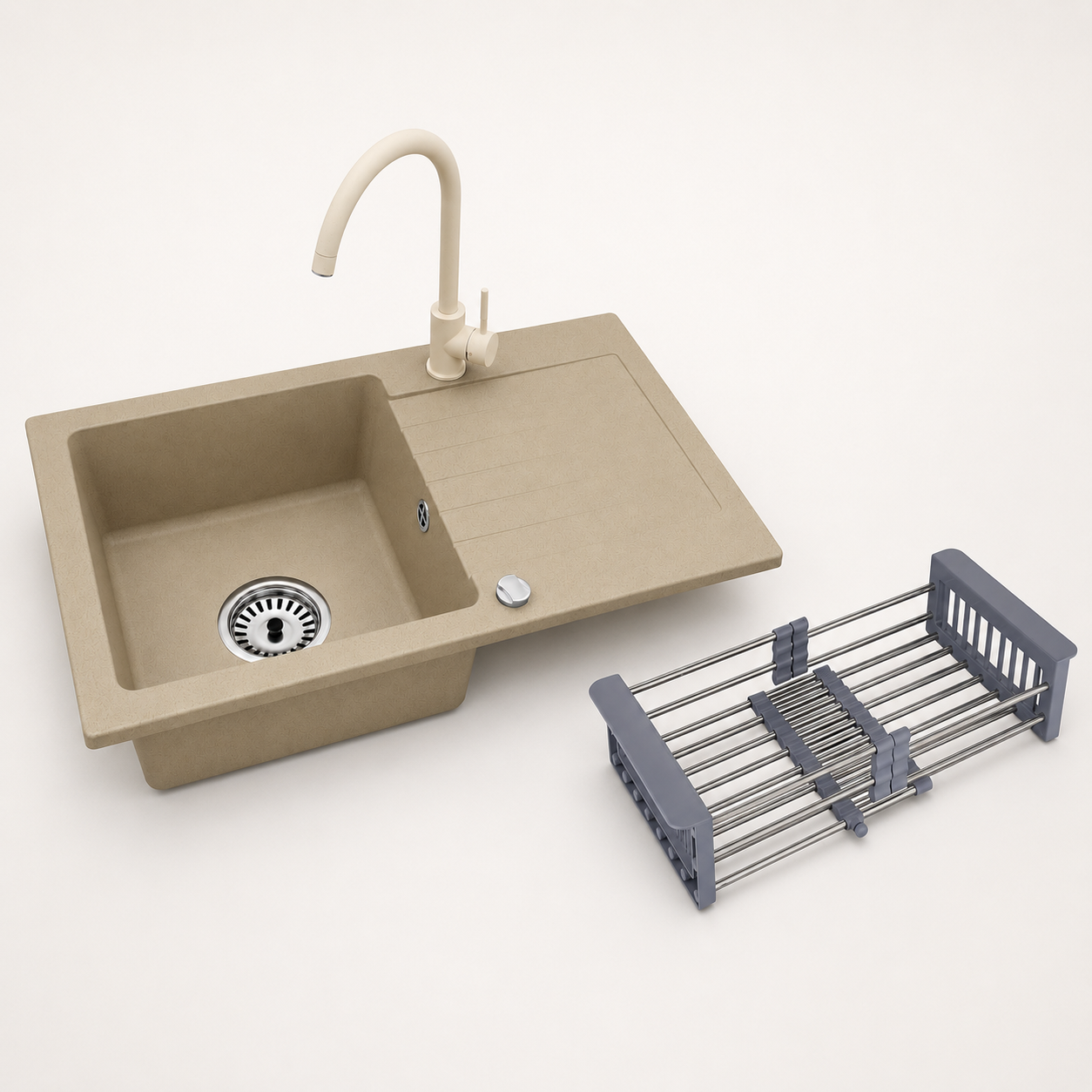 Faizee Home Alisha Granitspüle Set mit passender Armatur & Zubehör-Auswahl