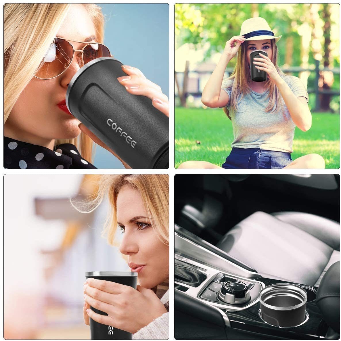 Faizee Home Thermobecher 380 ml – Doppelwandiger Edelstahl – Bis zu 6 Std. Warm & Kalt – BPA-freier Deckel