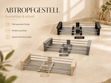 Faizee Home Teleskop-Abtropfgestell – Ausziehbar 30,5–45 cm – Edelstahl & Kunststoff