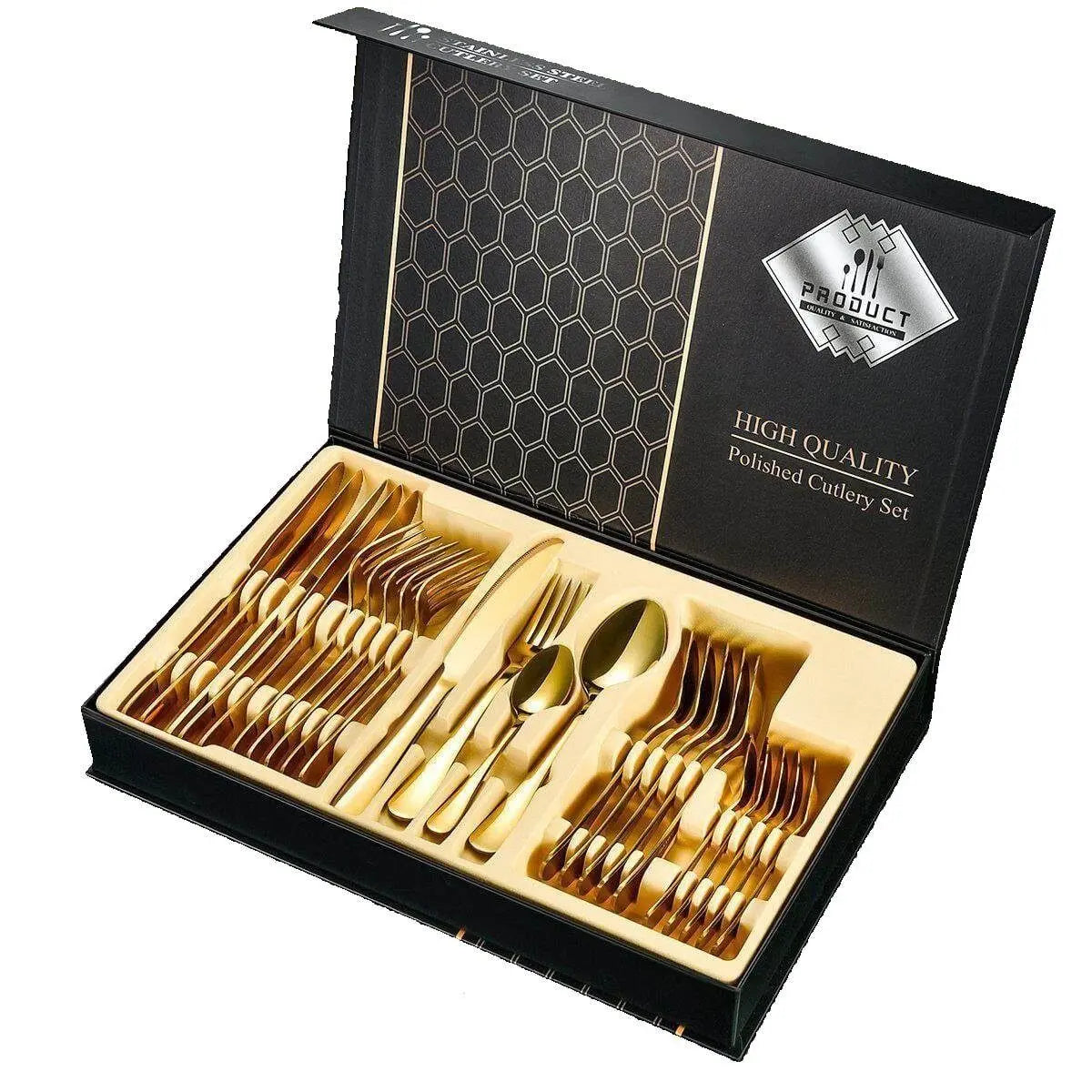 Faizee Home 24-teiliges Besteckset für 6 Personen – Edelstahl, 5 Farben & Geschenkbox