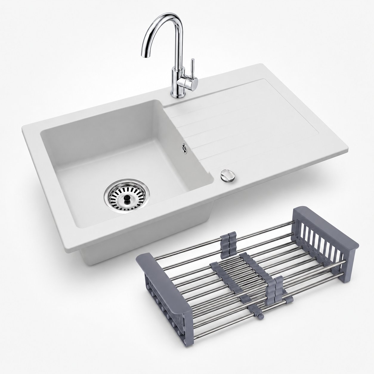 Faizee Home Alisha Granitspüle Set mit passender Armatur & Zubehör-Auswahl