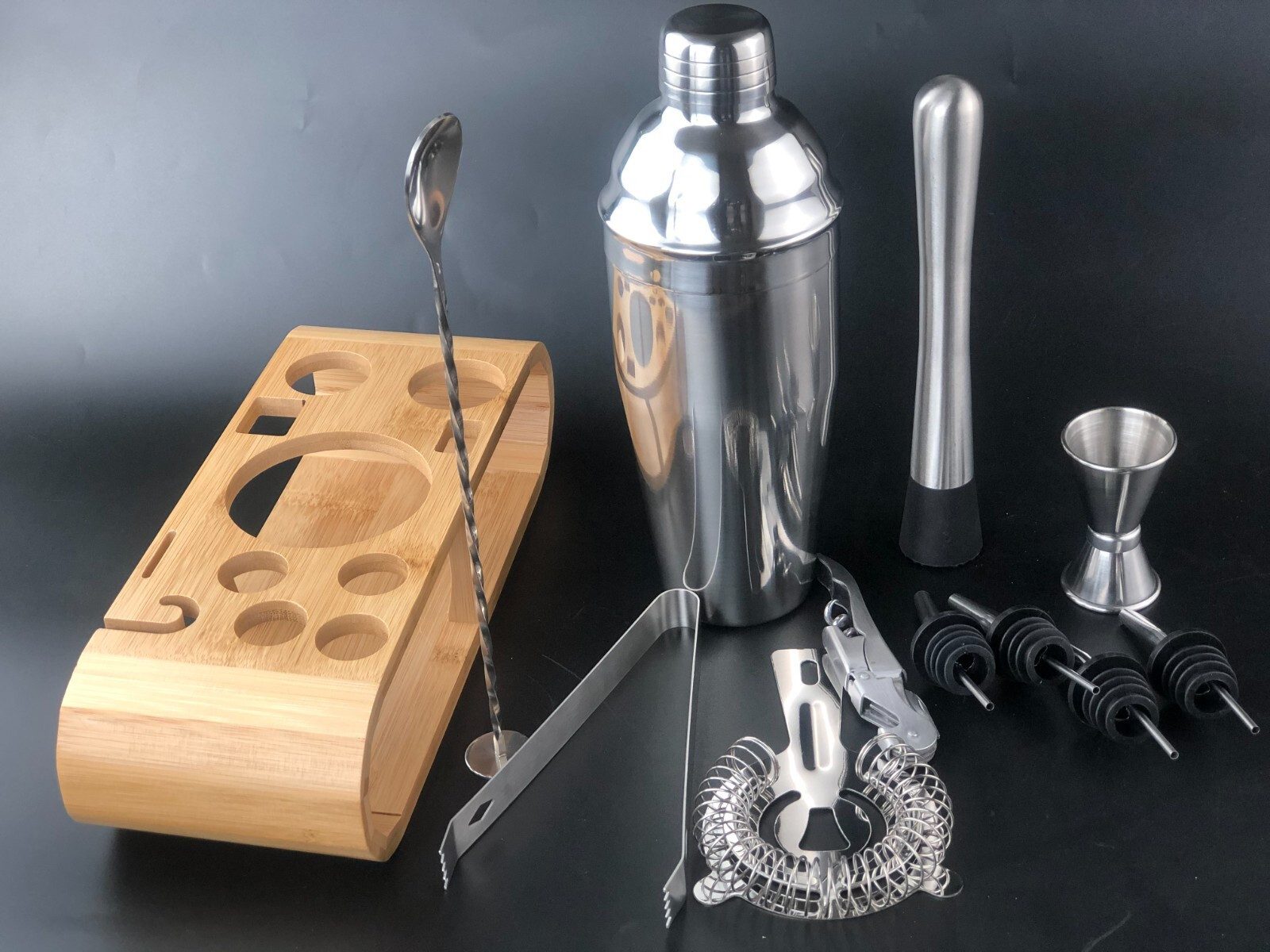 Faizee Home Cocktail-Set Edelstahl 7-tlg. oder 11-tlg. mit Shaker & Barzubehör